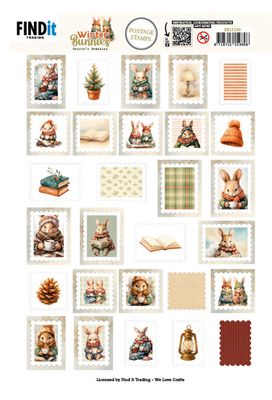 Find It Trading - Berries Beauties Winter Bunnies Postage Stamp Pop Outs
