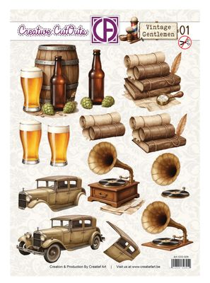 Creatief Art - Vintage Gentlemen 3D Die Cut Sheet 01