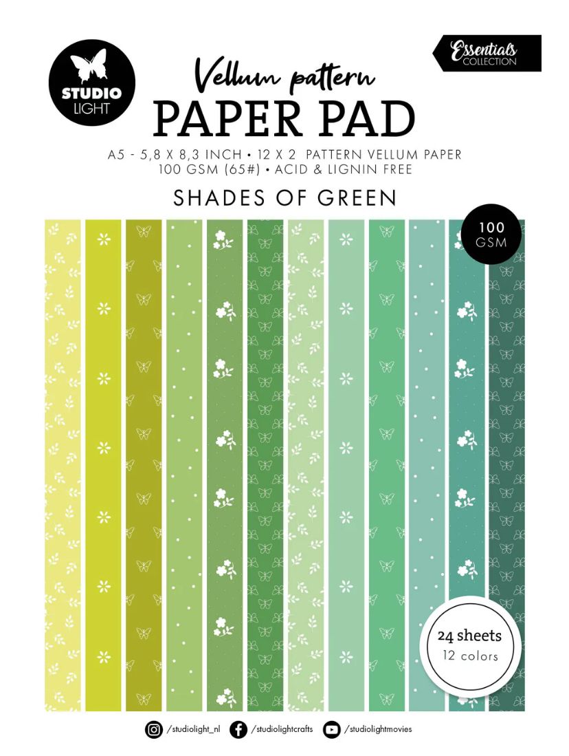 SL Essentials - Spring Green Print Vellum Paper Pad 24 Sheets
