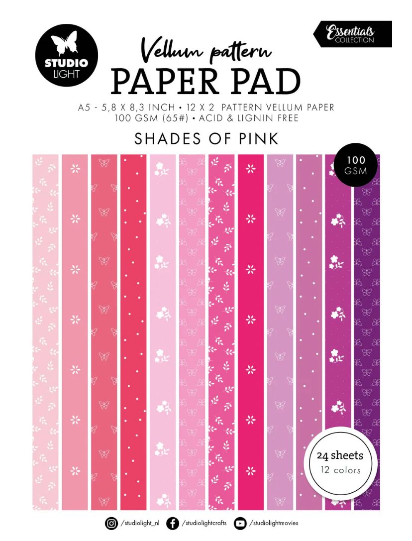 SL Essentials - Spring Pink Print Vellum Paper Pack 24 Sheets
