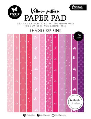 SL Essentials - Spring Pink Print Vellum Paper Pack 24 Sheets