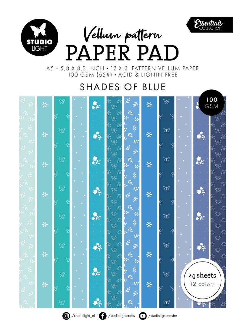 SL - Essentials - Spring Blue Print Vellum Paper Pack 24 Sheets