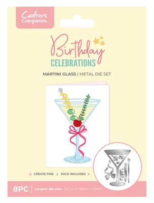 Crafter's Companion - Martini Glass Birthday Celebrations Metal Dies