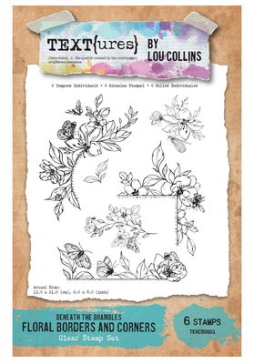 Arden Creative TEXT{ures} - Beneath The Brambles Floral Borders &amp; Corners 6x8 Stamp Set
