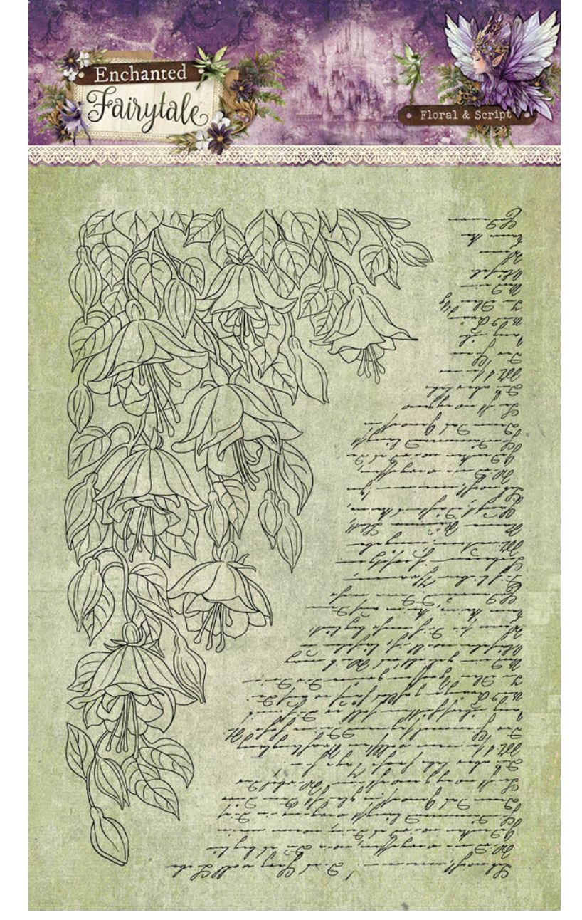 SL - Enchanted Fairytale Floral &amp; Script Clear Stamp 2pcs