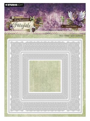 SL - Enchanted Fairytale Square Lace Frame Cutting Die 4pcs