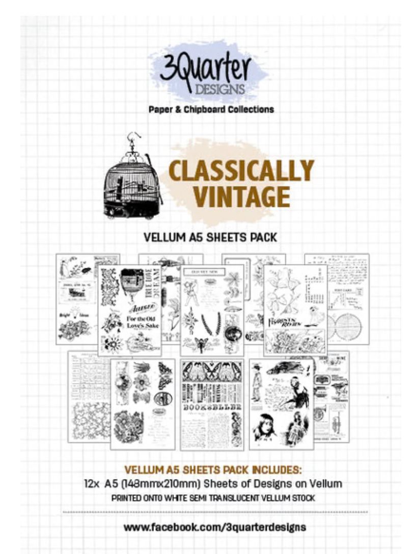 3Quarter Designs - Classically Vintage A5 Vellum Sheets