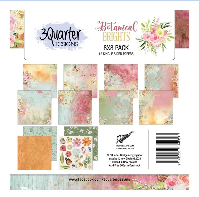 3Quarter Designs - Brights Botanical 8x8 Paper Pack