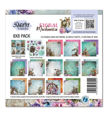 3Quarter Designs - Floral Mechanica 8x8 Paper Pack &amp; Die Cuts