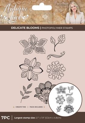 Crafter's Companion - Sara Signature Antique Lace Floral Lace Delicate Blooms Stamp Set
