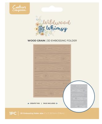 Crafter's Companion - Wildwood Whimsy Wood Grain 5x7  3D Embossing Folder