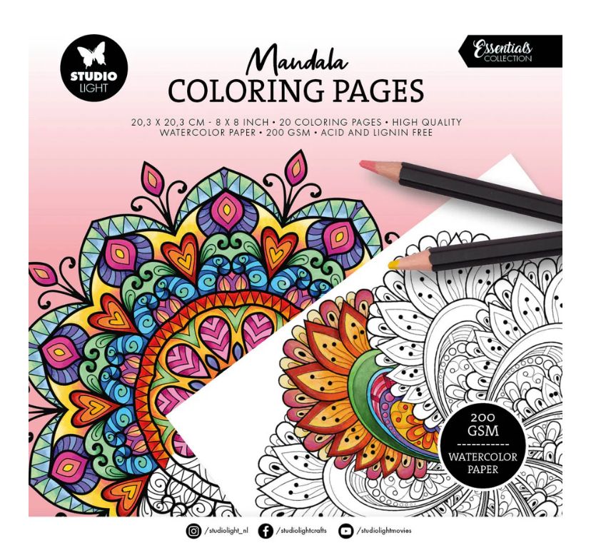 SL Essentials - Mandala Colouring Pages 20 Sheets Pink Cover
