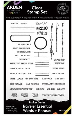 Arden Creative Studio -  Makers Series Traveler Essential Words/Phrases 4x6in Clear Stamp Set