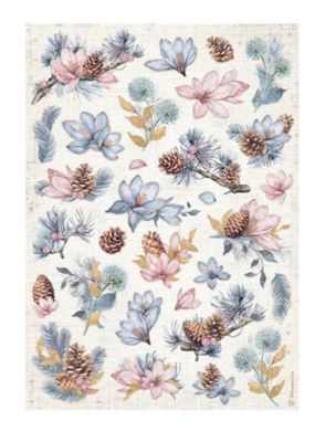 Stamperia - Create Happiness Dewdrops Pinecones And Flowers Rice Paper