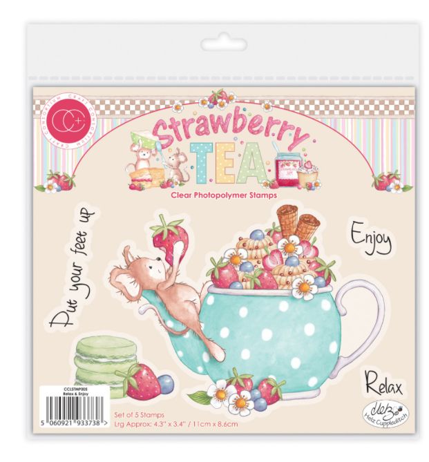 Craft Consortium - Strawberry Tea Relax &amp; Enjoy Clear Stamp