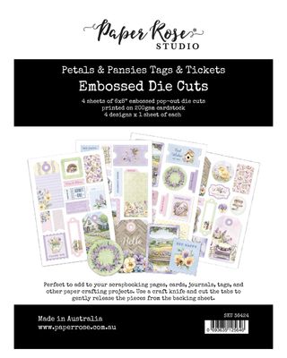 Paper Rose Studio - Petals &amp; Pansies 6x8 Tags &amp; Tickets Embossed Die Cuts