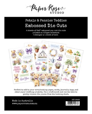 Paper Rose Studio - Petals &amp; Pansies 6x8 Teddies Embossed Die Cuts