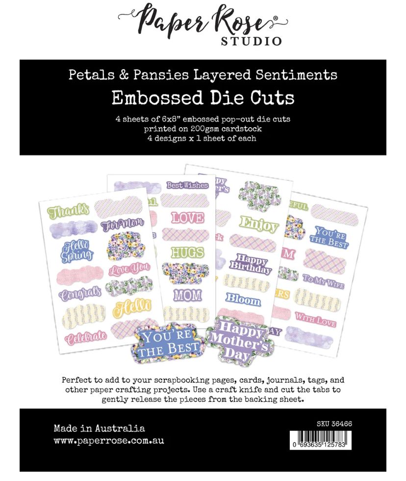 Paper Rose Studio - Petals &amp; Pansies 6x8 Layered Sentiments Embossed Die Cuts