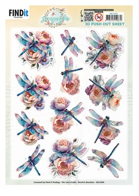 Find It Trading - Berries Beauties Dragonflies Azure 3D Push Out Sheet