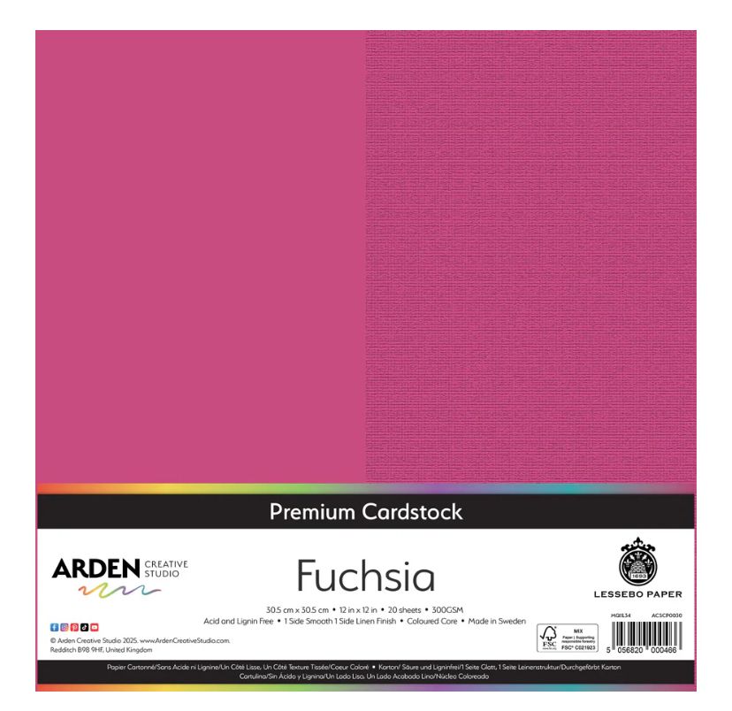 Arden Creative Premium Cardstock Fuchsia 12x12 Single Sheet