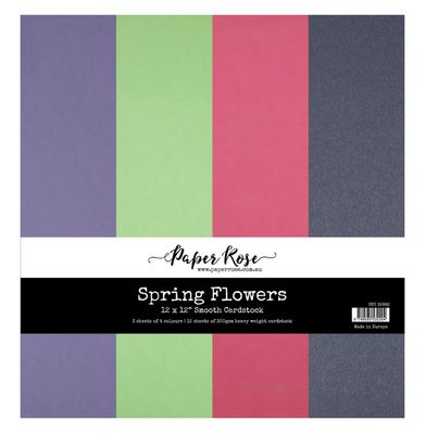 Paper Rose Studio - Spring Flowers 12x12 Assorted Smooth Cardstock 12 Sheets
