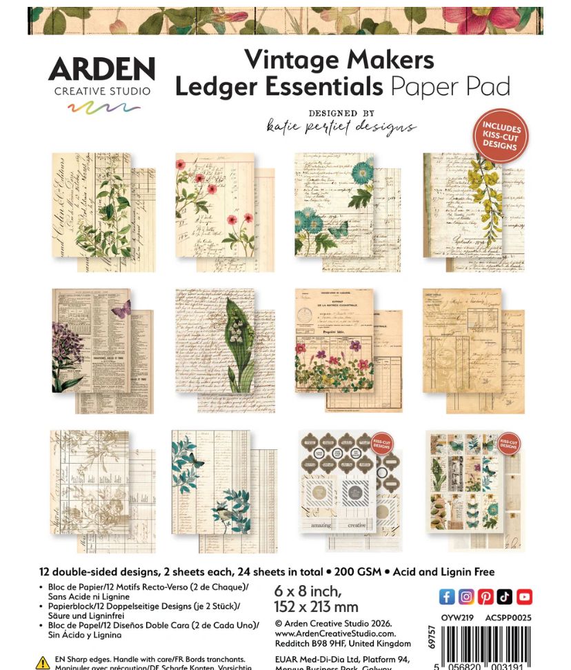 Arden Creative Studio - Vintage Makers Ledger Essentials 6x8 Paper Pad