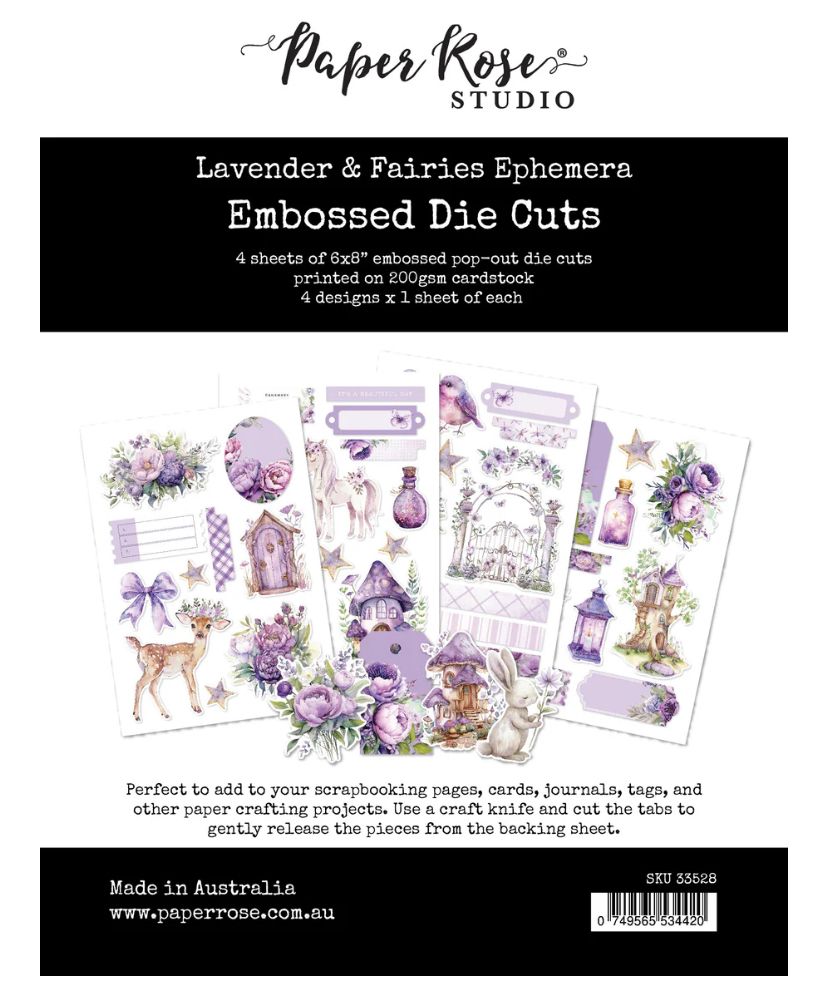 Paper Rose Studio - Lavender &amp; Fairies Ephemera Embossed Die Cuts