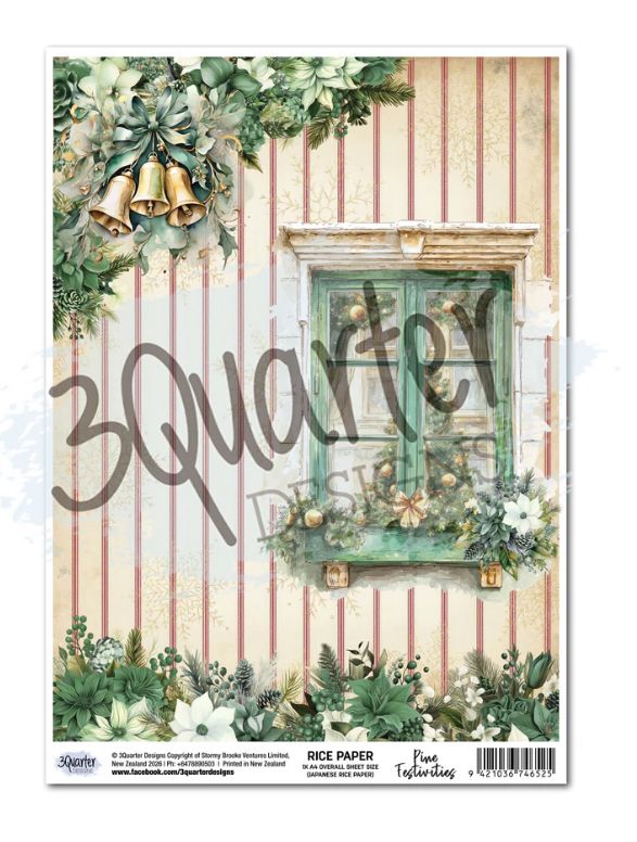 3Quarter Designs - Pine Festivities A4 Rice Paper