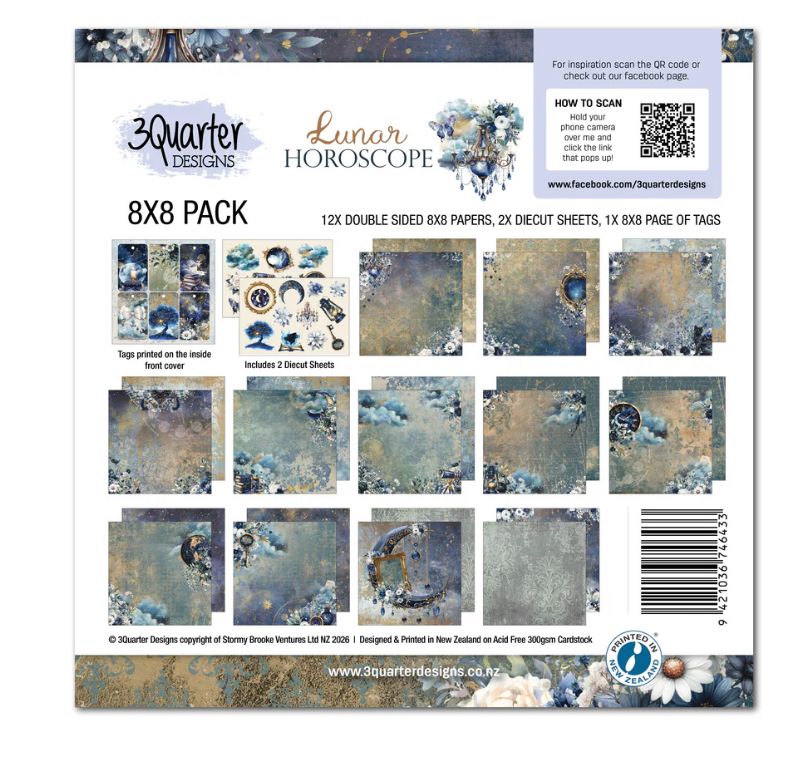 3Quarter Designs - Lunar Horoscopes 8x8 Paper Pack &amp; Diecuts Set