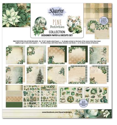 3Quarter Designs - Pine Festivities 12x12 Designer Paper &amp; Diecuts Set