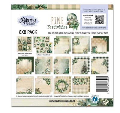 3Quarter Designs - Pine Festivities - 8x8 Paper Pack &amp; Diecut Set