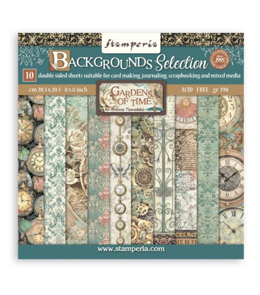 Stamperia - Gardens Of Time Background 8x8 Paper Pad