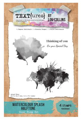 Text{ures} By Lou Collins - Watercolour Splash Halftone Clear Stamps 4pcs