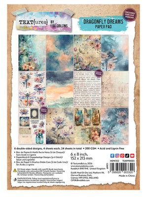 Text{ures} By Lou Collins - Dragonfly Dreams 6x8 Paper Pad