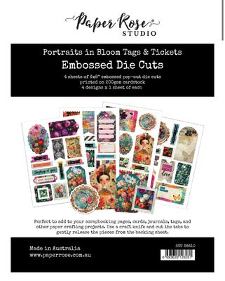 Paper Rose - Portraits In Bloom - 6x8 Tags &amp; Tickets Embossed Die Cuts