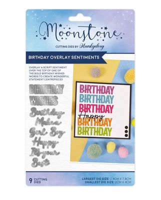 Hunkydory Moonstone - Birthday Overlay Sentiments Cutting Dies