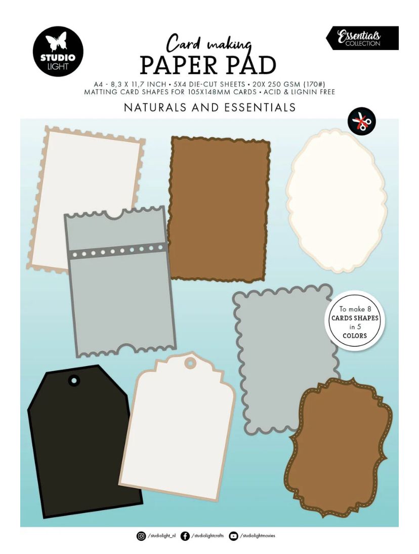 SL Essentials - Naturals Matting Card Shapes Card Making Pad 8 Shapes