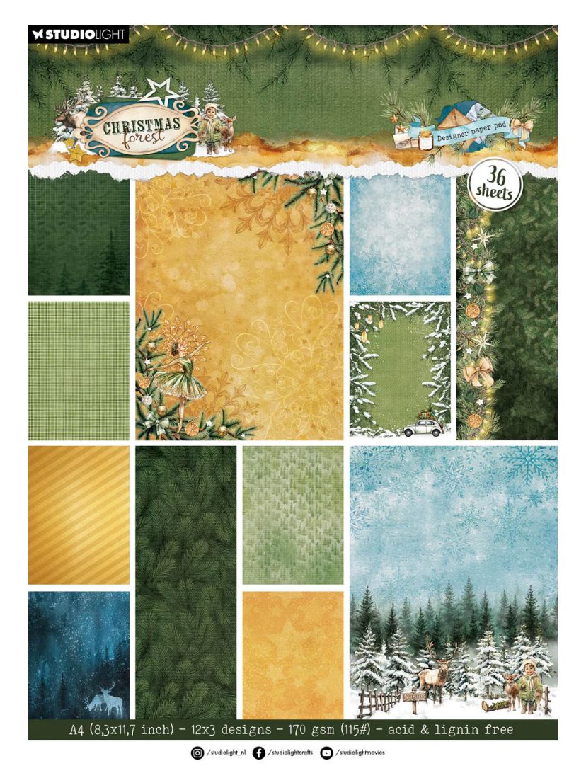 SL - Christmas Forest Background Designer Paper Pad 36 Sheets