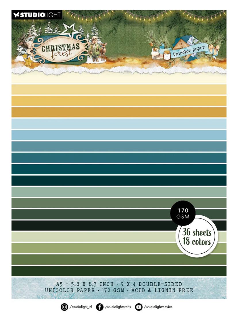 SL - Christmas Forest Unicolour Paper Pad 36 Sheets