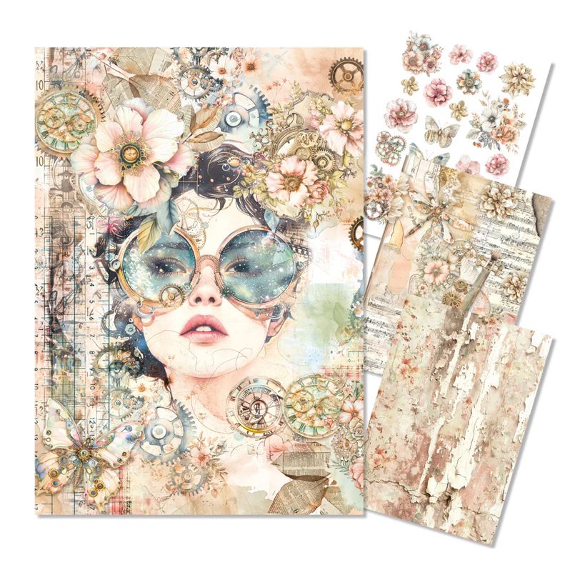 Ciao Bella - A4 Mixed Media Rice Paper, Lost In Time 4pcs