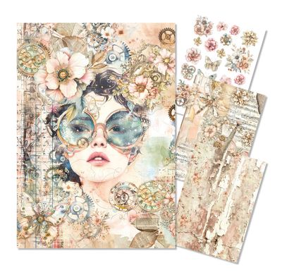Ciao Bella - A4 Mixed Media Rice Paper, Lost In Time 4pcs
