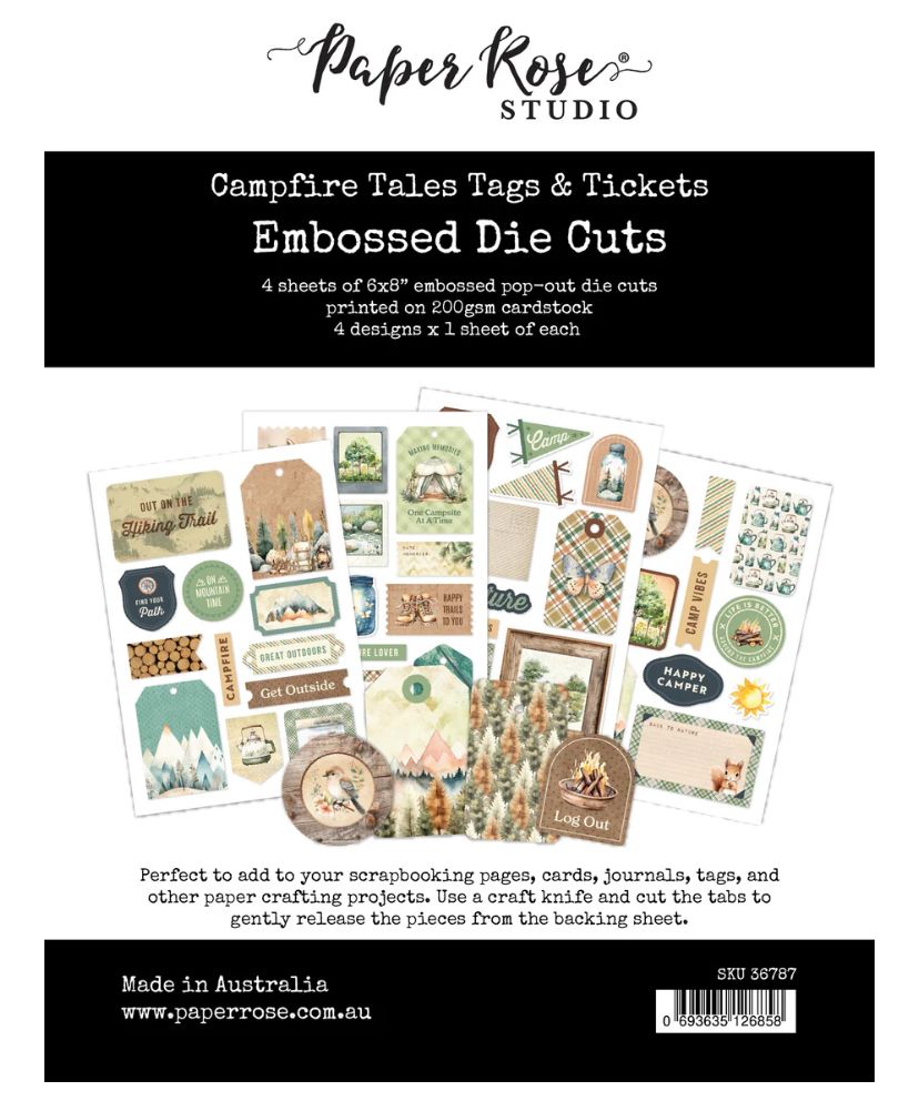 Paper Rose Studio - Campfire Tales Basics 6x8 Tags And Tickets Embossed Diecuts
