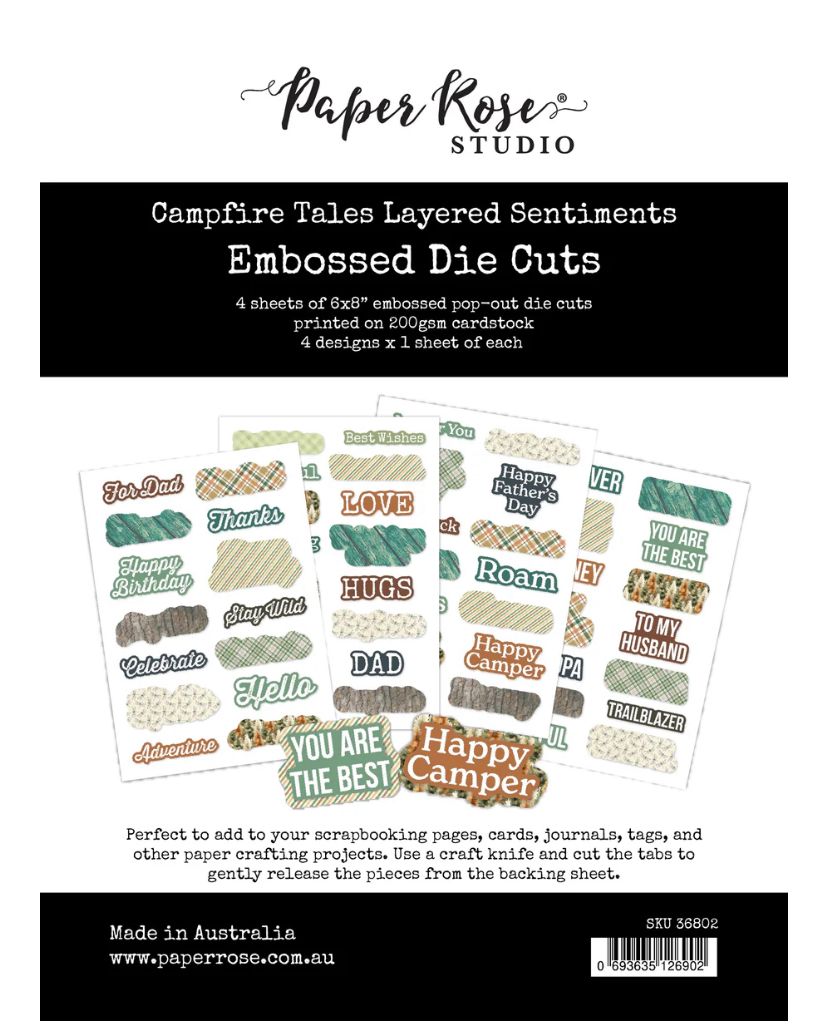 Paper Rose Studio - Campfire Tales 6x8 Layered Sentiments Embossed Die Cuts