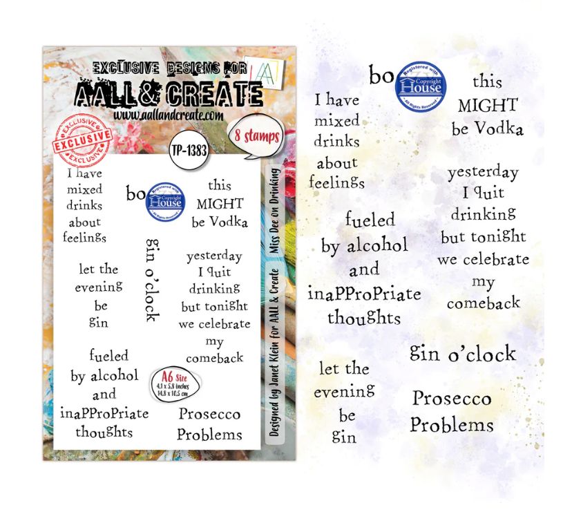 AALL&amp;CREATE - Miss Dee On Drinking A6 Stamp Set