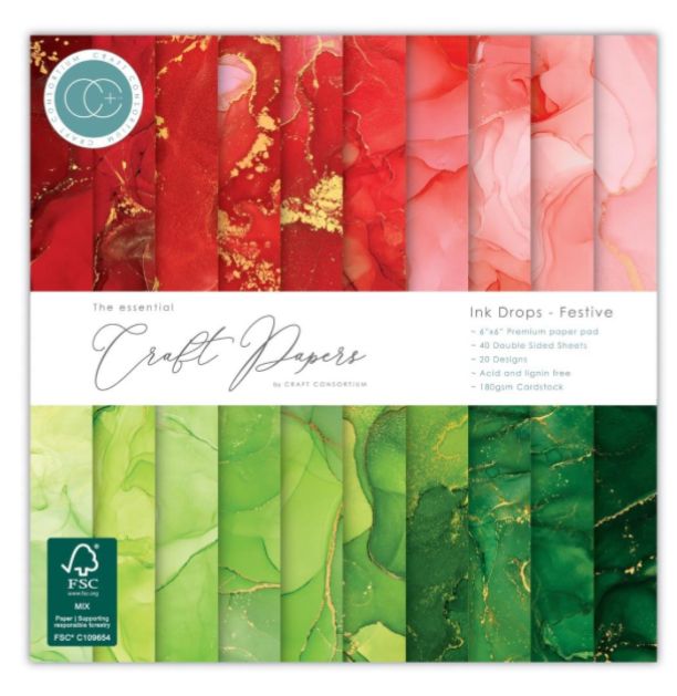 Craft Consortium - Ink Drops Festive 6x6 Essential Craft Paper Pad