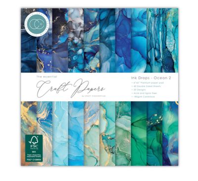 Craft Consortium - Ink Drops Ocean 2  6x6 Essential Craft Paper Pad
