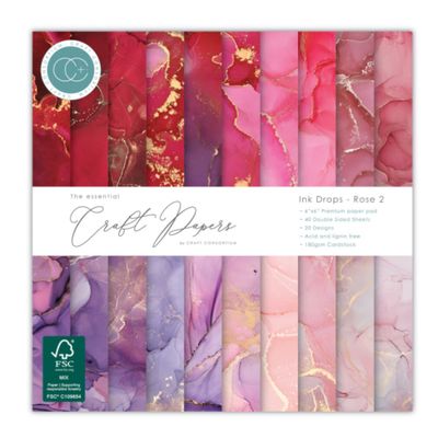 Craft Consortium - Ink Drops Rose 2   6x6 Essential Craft Paper Pad