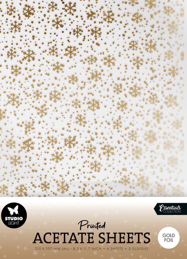 SL- Essentials Gold Snowflake Acetate Sheets 6 Sheets/pk