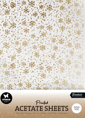 SL- Essentials Gold Snowflake Acetate Sheets 6 Sheets/pk