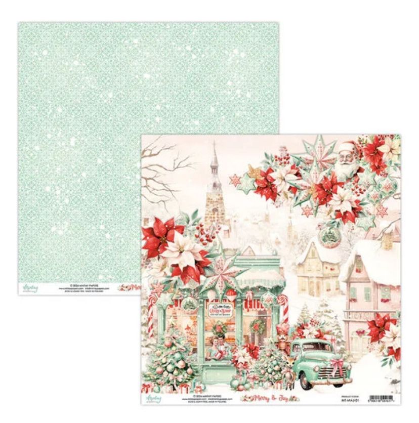 Mintay - Merry &amp; Joy 12x12 Patterned Paper 01 Single Sheet
